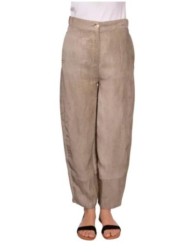 Gran Sasso Pantalones holgados de lino - Marrón