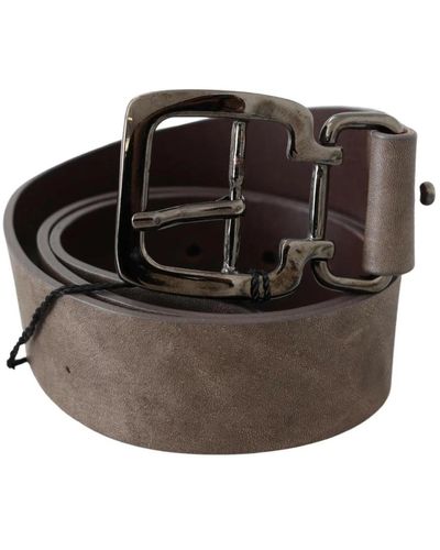 CoSTUME NATIONAL Dark brown leather metallic square buckle belt - Marrone