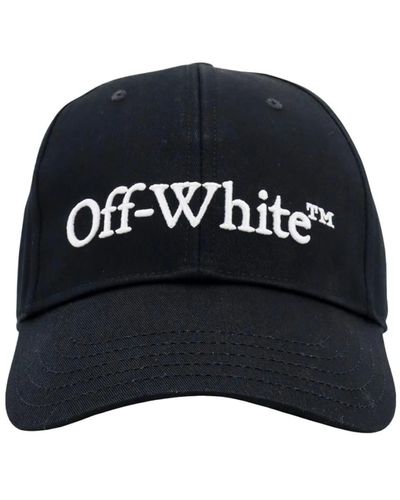 Off-White c/o Virgil Abloh Schwarze baumwoll-six-panel-mütze,schwarze hüte im stil,bestickte baumwollmütze