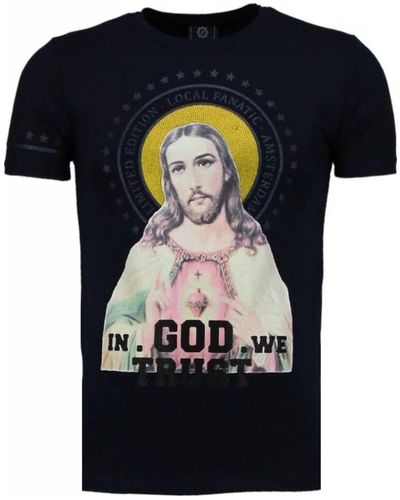 Local Fanatic Jesus gott vertrauen rhinestone - herr t-shirt - 5094n - Schwarz