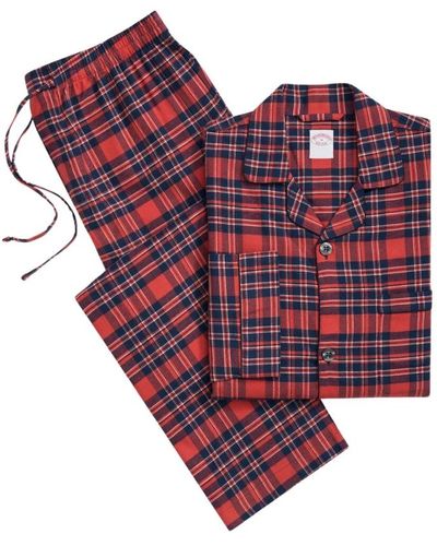 Brooks Brothers Rote baumwollflanell-karopijama,grüne baumwollflanell-tartan-pyjamas,blaue baumwollflanell-tartan-pyjamas