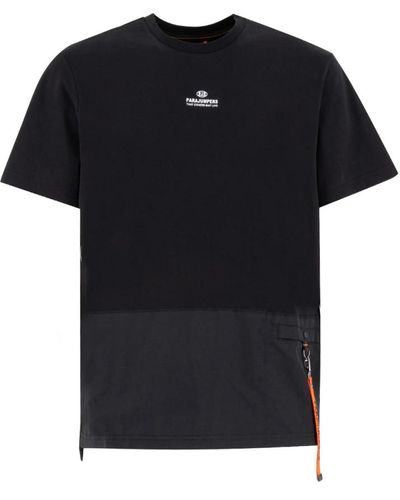 Parajumpers T-shirt ibrida con collo a giro e tasca - Nero