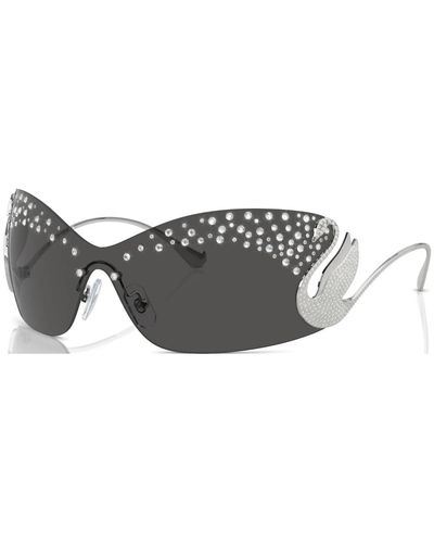 Swarovski Silberne sonnenbrille mit original-etui,silberne sonnenbrille für den täglichen gebrauch - Grau