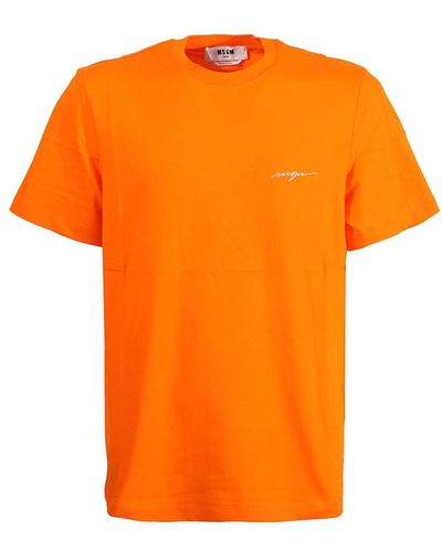 MSGM S crew-neck t-shirt mit logo - Orange
