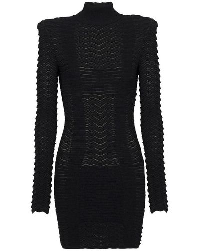 Balmain Textured Mini Dress - Black