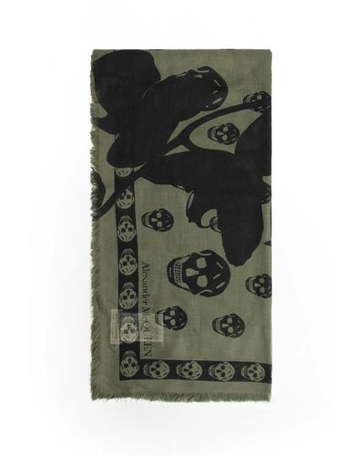 Alexander McQueen Klassischer skull foulard mit orchideenmuster - Grün