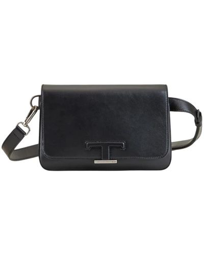 Tod's Borsa a marsupio in pelle raffinata con accessorio t timeless - Nero