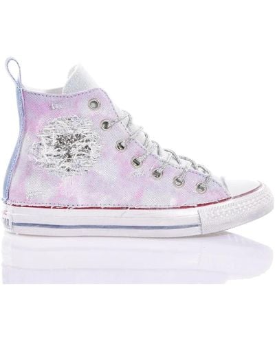 Converse Handgefertigte silberne rosa sneakers - Blau