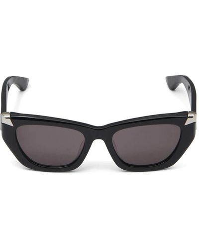 Alexander McQueen Schwarze geometrische sonnenbrille mit rauchigen gläsern - Braun