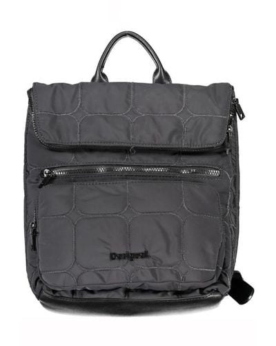 Desigual Schwarzer polyester-rucksack mit mehreren taschen