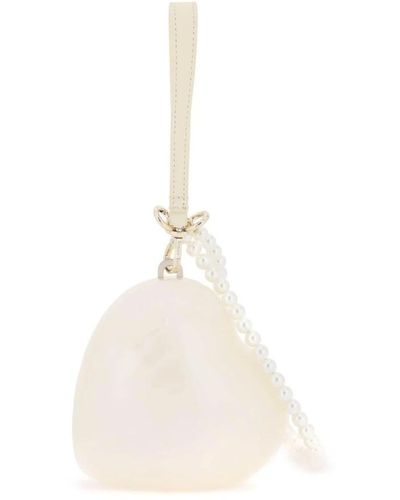 Simone Rocha Herzförmige tasche mit perlenriemen - Weiß
