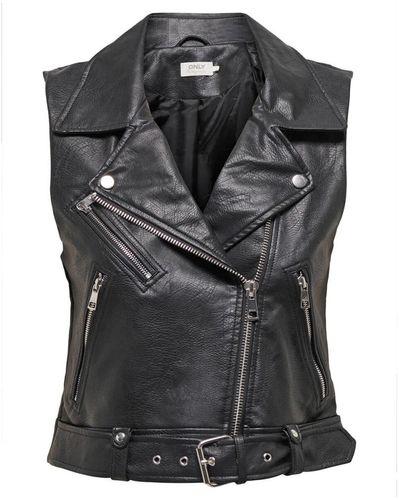 ONLY Gilet in ecopelle - Nero