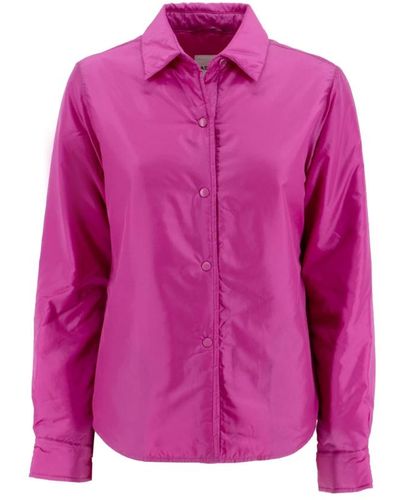 Aspesi Camicia giacca in nylon leggero rosa ciclamino