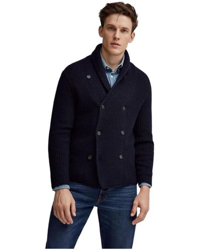 Hackett Fisherman rib cardigan - Blu