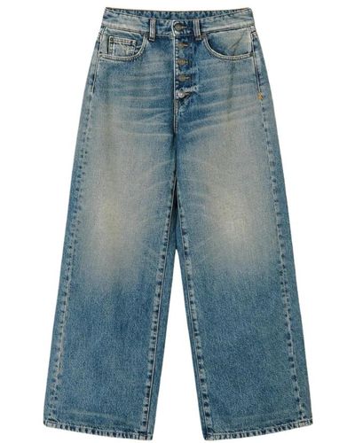Twin Set Jeans wide leg con bottoni - Blu