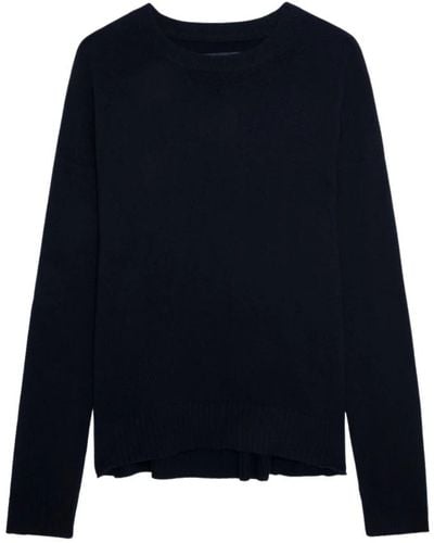 Zadig & Voltaire Cici Patch Sweater 100% Cashmere - Blue