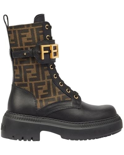 Fendi Combat Boots Graphy - Brown