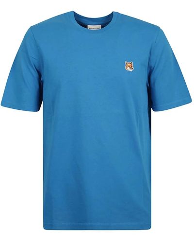 Maison Kitsuné Fuchskopf patch t-shirt - Blau