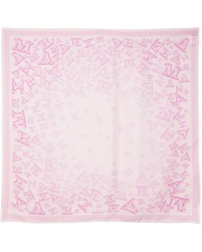 Max Mara Seidenschal blush pink logo print