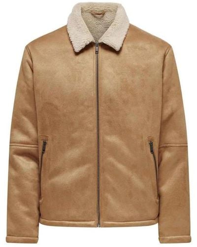 Only & Sons Faux Fur & Shearling Jackets - Natural