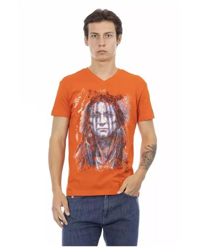 Trussardi Stylisches v-ausschnitt baumwoll t-shirt - Orange