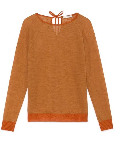 Maliparmi Leinensweater mit spitzen-details - Orange
