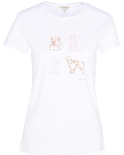 Barbour T-shirt mit grafikdruck und rundhalsausschnitt - Weiß