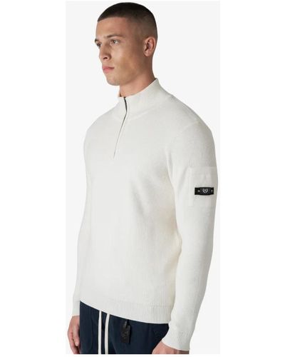 Quotrell Stiloso maglione a mezza zip maglia per uomo - Bianco
