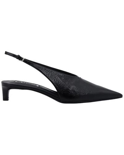 Jil Sander Zapatos de tacón negros de cuero con correa ajustable