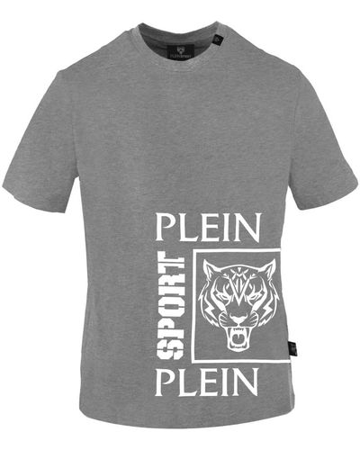 Philipp Plein T-shirt in cotone a maniche corte logo monocromatico - Grigio