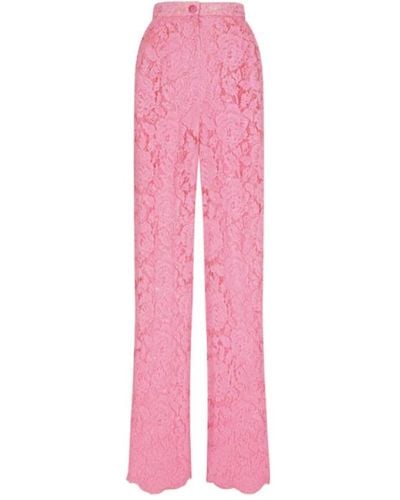Dolce & Gabbana Floral Lace Trousers - Pink