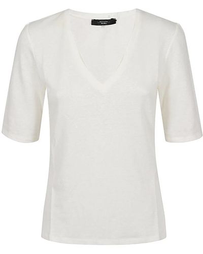 Weekend by Maxmara T-shirt con scollo a v in lino - Bianco