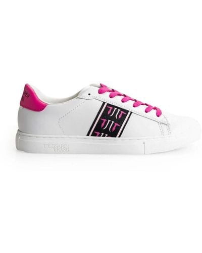 Trussardi Sneakers con lacci e punta rotonda - Rosa