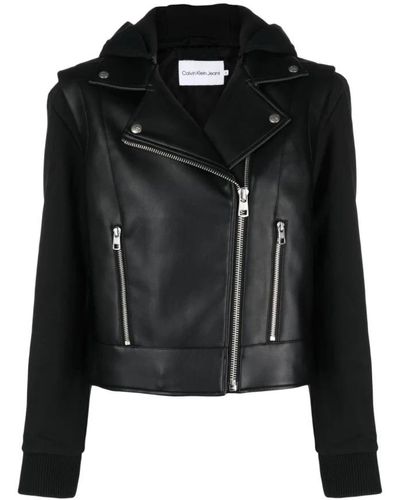 Calvin Klein Leather Jackets - Black