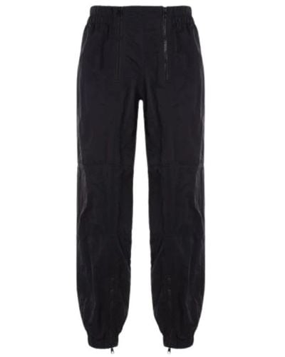 Bottega Veneta Pantaloni da jogging in nylon nero arricciato con vita elastica e zip