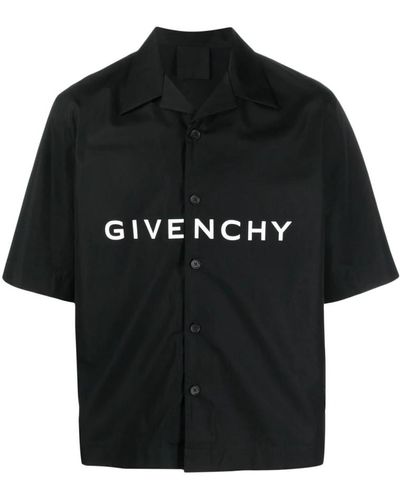 Givenchy Schwarzes hemd mit knopfleiste und -signatur