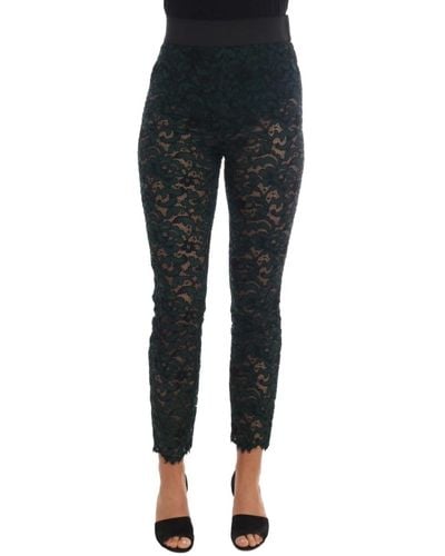 Dolce & Gabbana Floral lace leggings pants - Nero