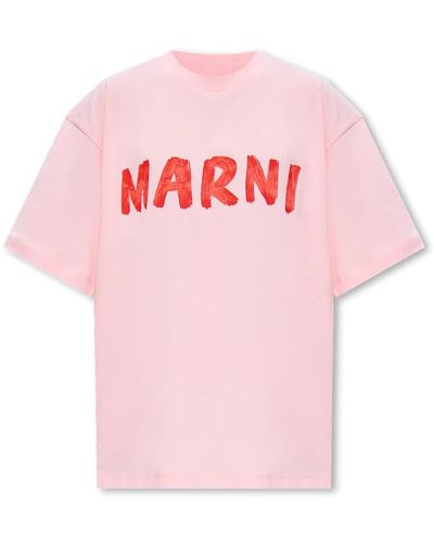 Marni T-shirt corta con logo - Rosa