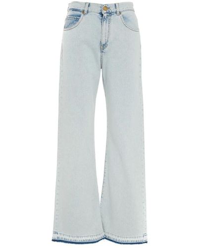 Pinko Jeans mit weitem bein und ausgefranstem saum - Blau