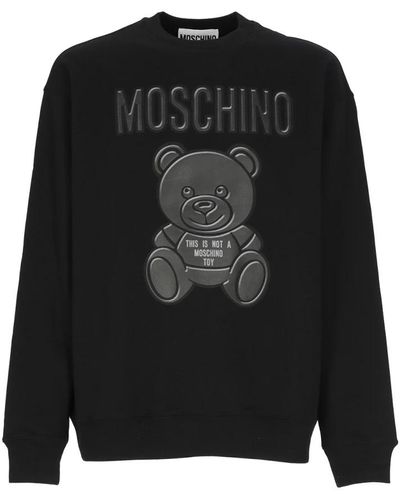 Moschino Schwarzer baumwollpullover mit teddy-print