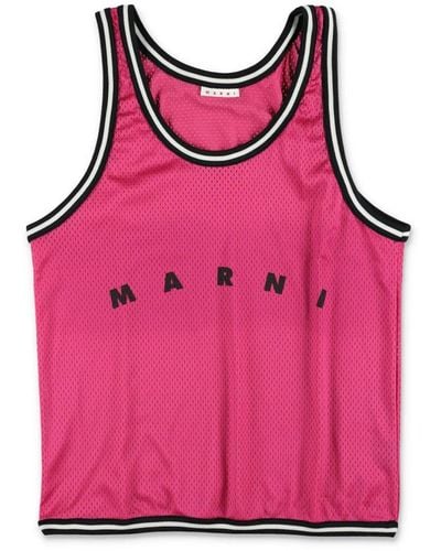 Marni Logo Printed Baseball Top Handle Bag - Pink