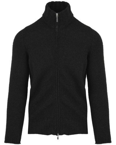 FILIPPO DE LAURENTIIS Sweater mit durchgehendem reißverschluss in flaschengrün - Schwarz