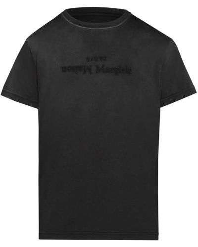 Maison Margiela Camiseta desgastada con estampado de logo - Negro