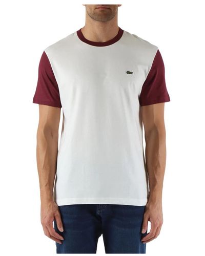 Lacoste Regular fit baumwoll t-shirt mit kontrasteinsätzen - Weiß