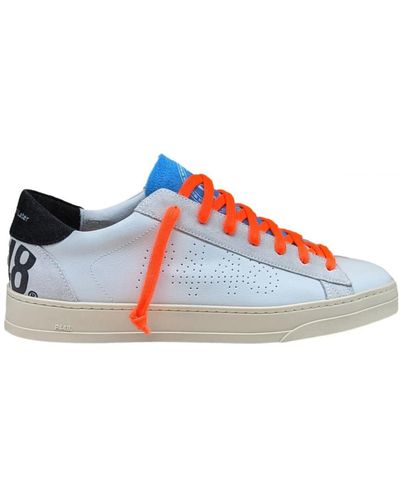 P448 Sneaker jack bianca con contrasti neon - Blu