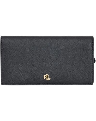 Ralph Lauren Schwarze brieftasche mit goldenem logo