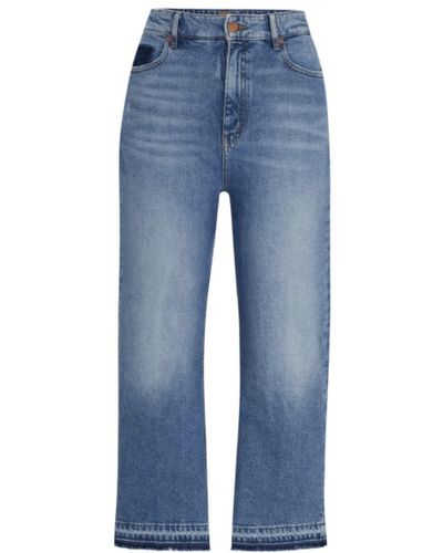 BOSS Hoch taillierte cropped-jeans in blauem denim