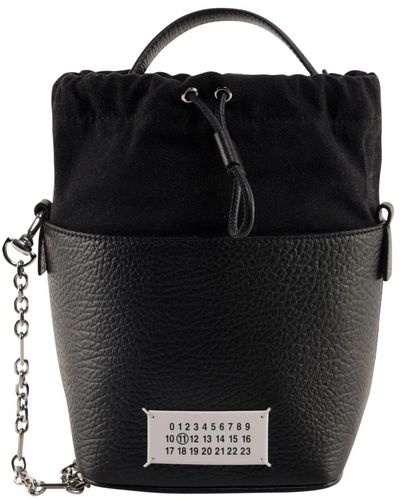 Maison Margiela Elegante leder bucket bag - Schwarz