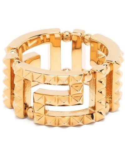 Versace Goldfarbener greca spike ring - Mettallic
