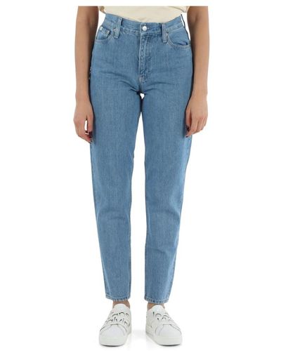 Calvin Klein Jeans mom fit a vita alta - Blu